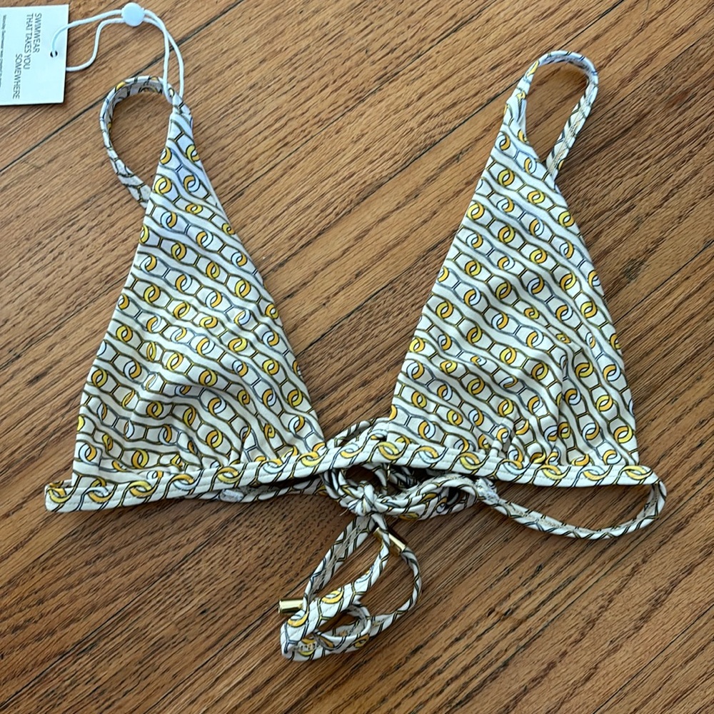 Monday Swimwear Gold and White Bikini Top
